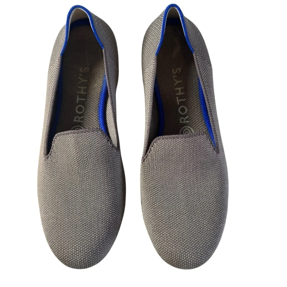 Rothy's Gray/Taupe Slip-On Flats with Blue Accent
